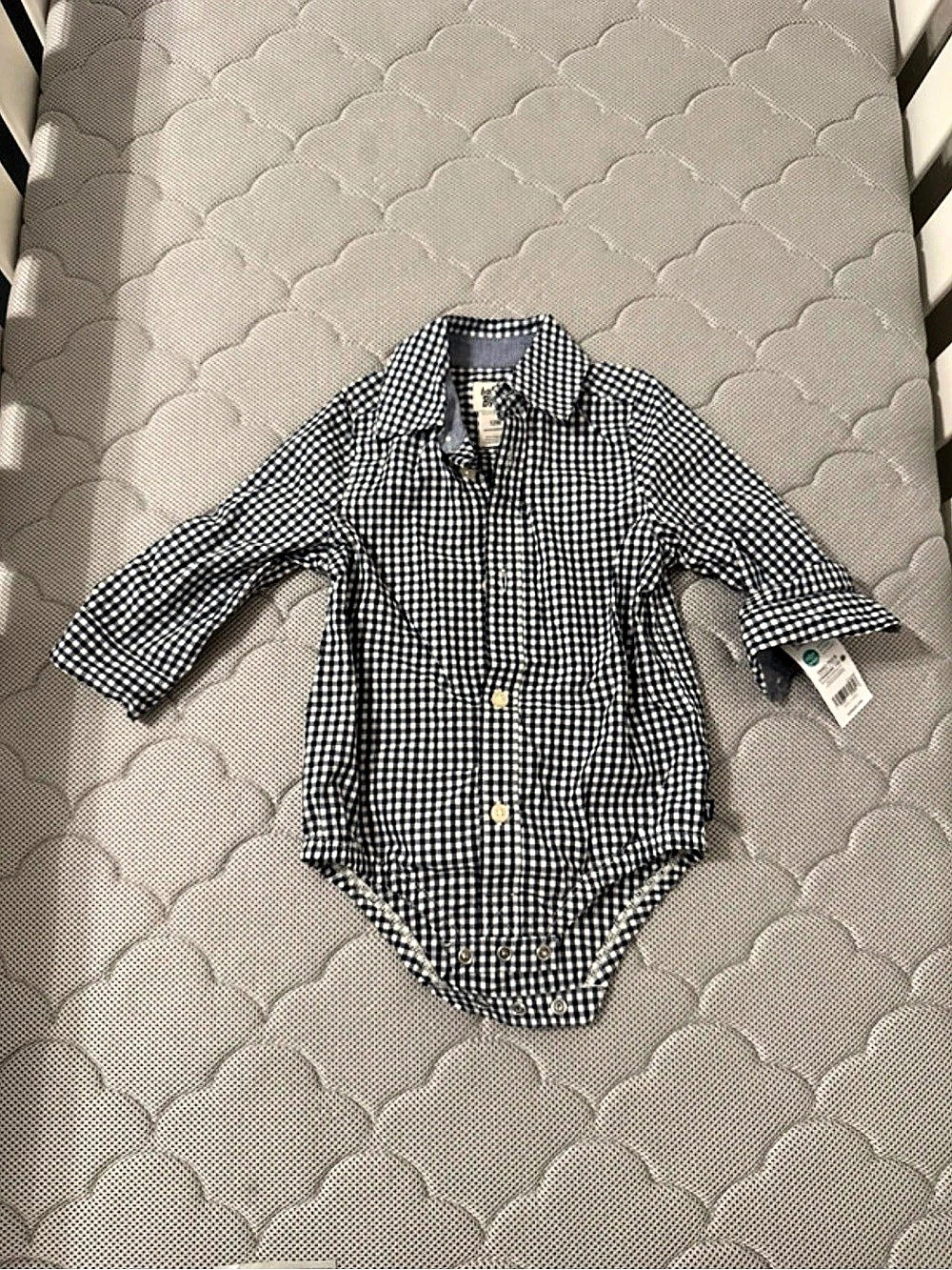 OshKosh B'gosh Gingham Button-Front Bodysuit - Size 12M NWT